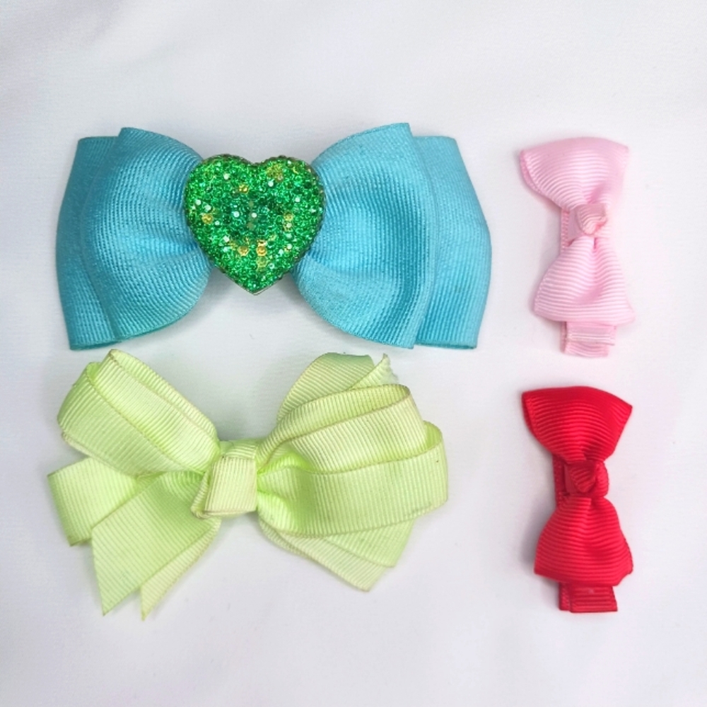 Set of 4 Grosgrain Ribbon Hair Bows.
